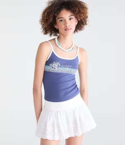 Roxy Hibiscus Stripe Graphic Tank Top