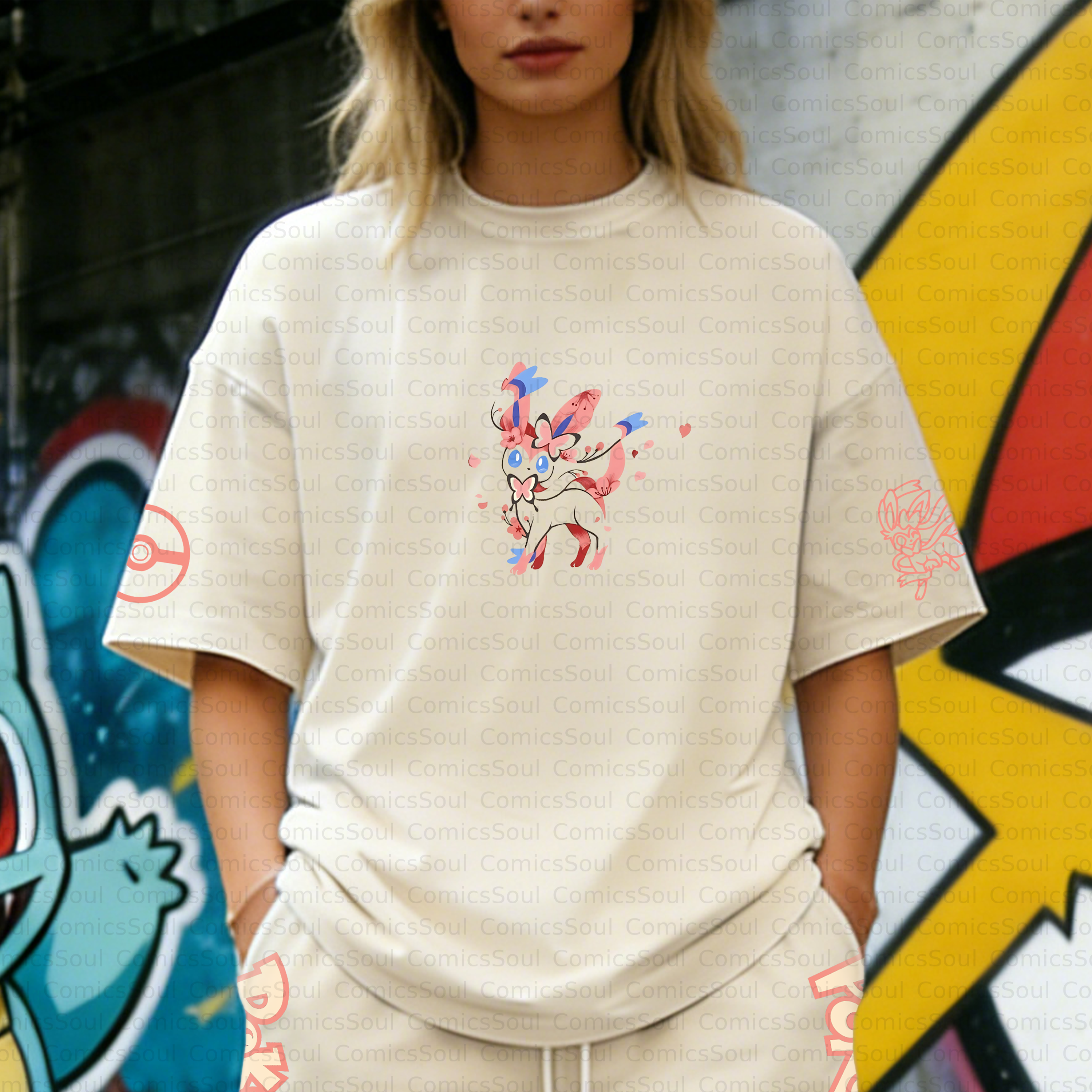Unisex Anime Inspired Vintage T-shirt& Shorts Two-Pieces Set