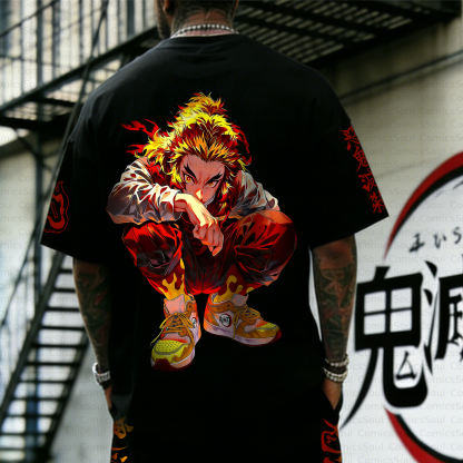 Unisex Anime Inspired Vintage T-shirt& Shorts Two-Pieces Set