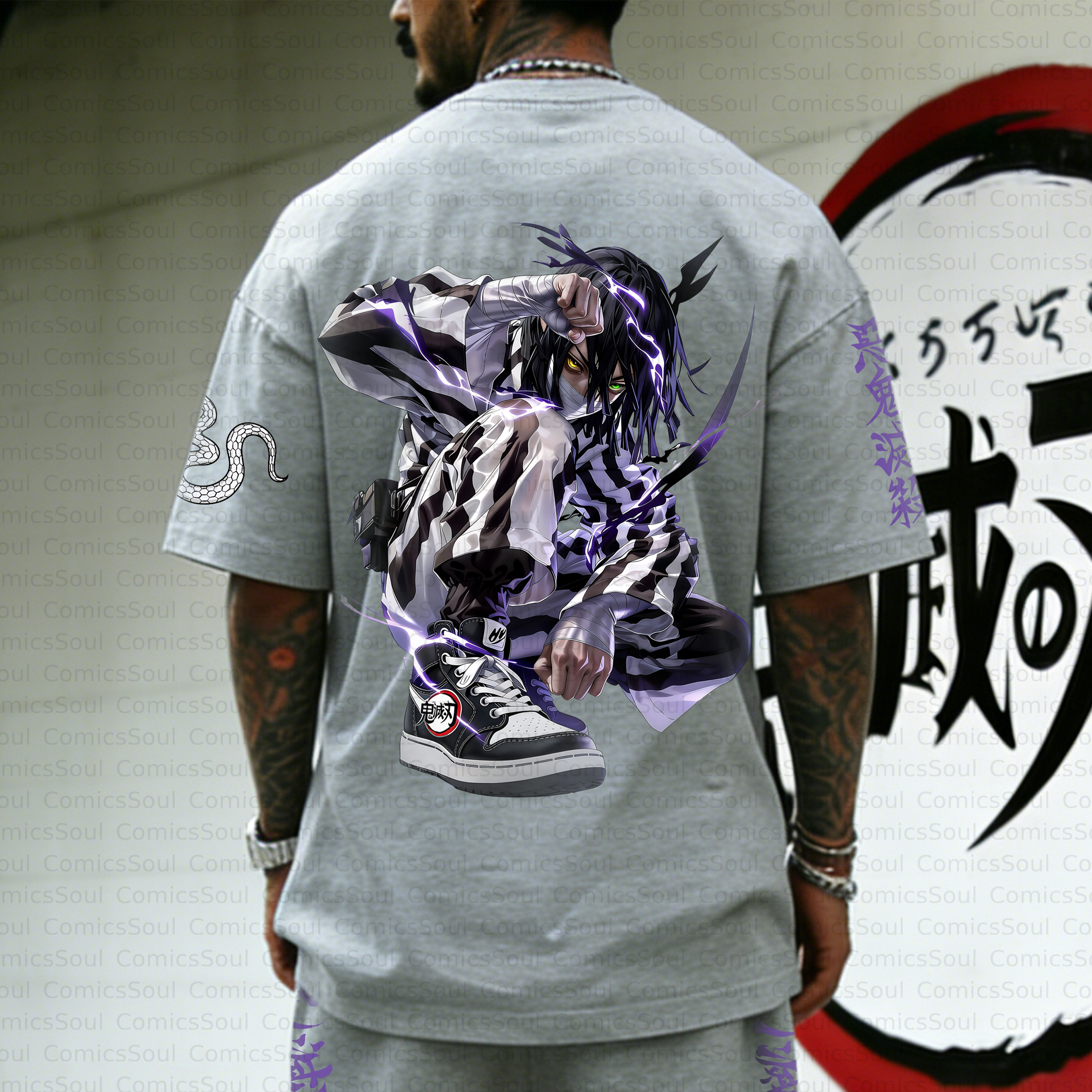 Unisex Anime Inspired Vintage T-shirt& Shorts Two-Pieces Set