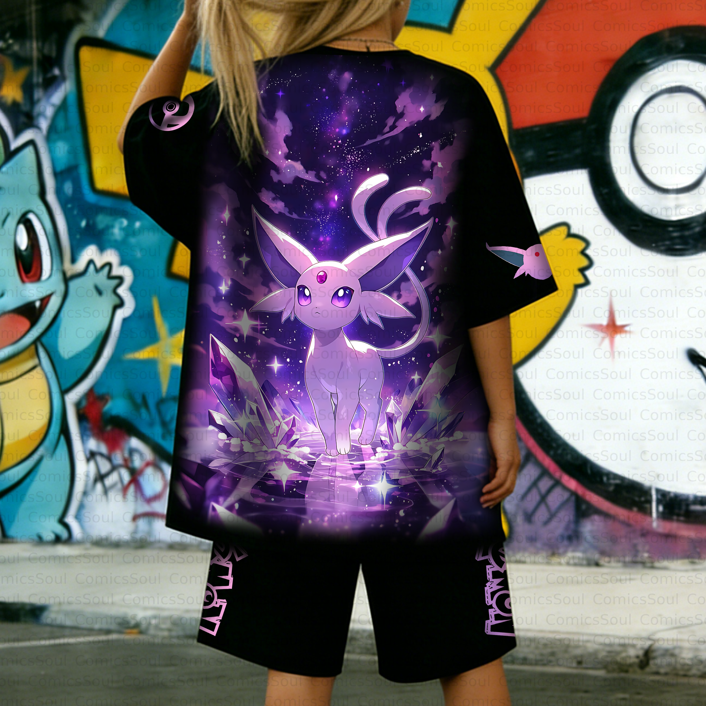 Unisex Anime Inspired Vintage T-shirt& Shorts Two-Pieces Set