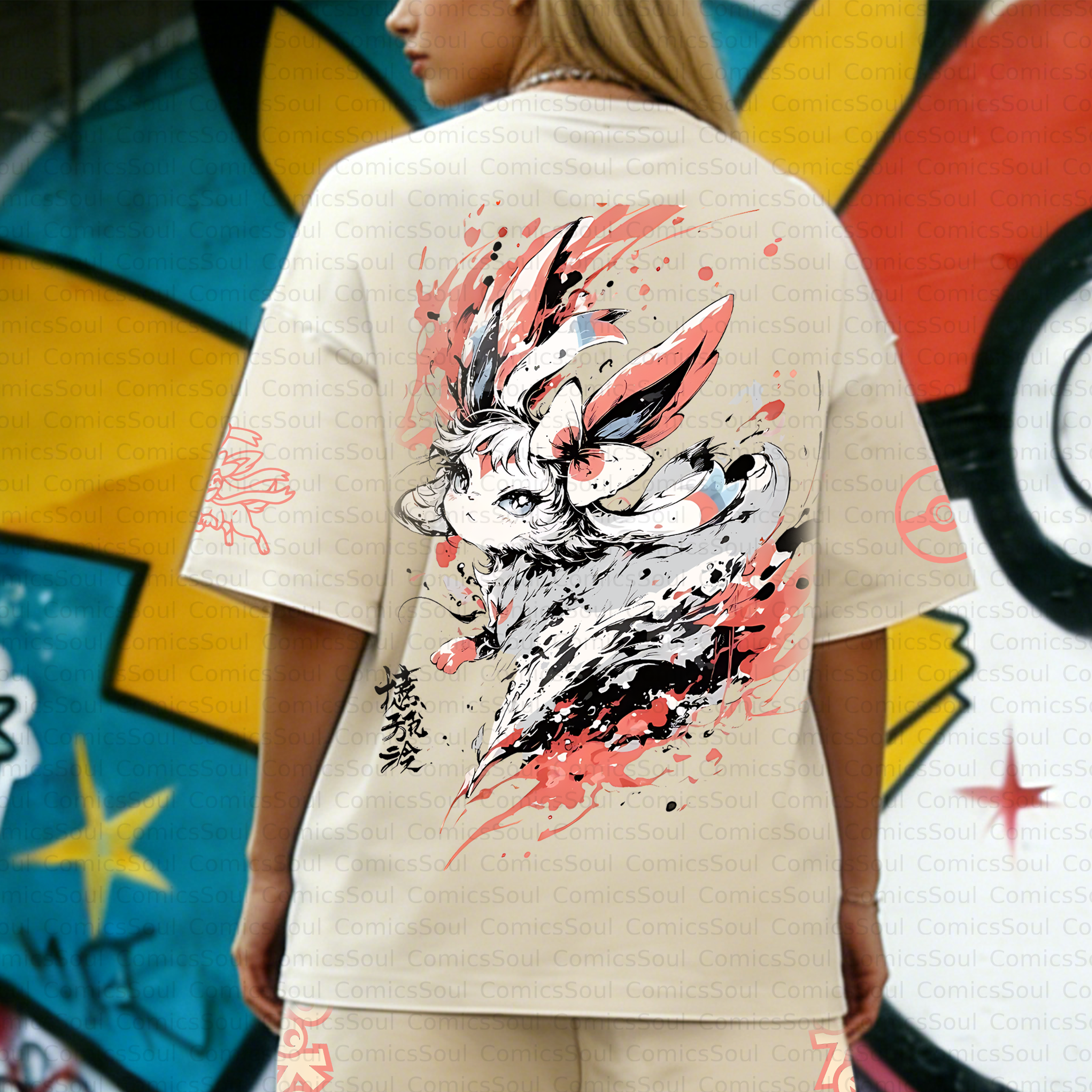 Unisex Anime Inspired Vintage T-shirt& Shorts Two-Pieces Set