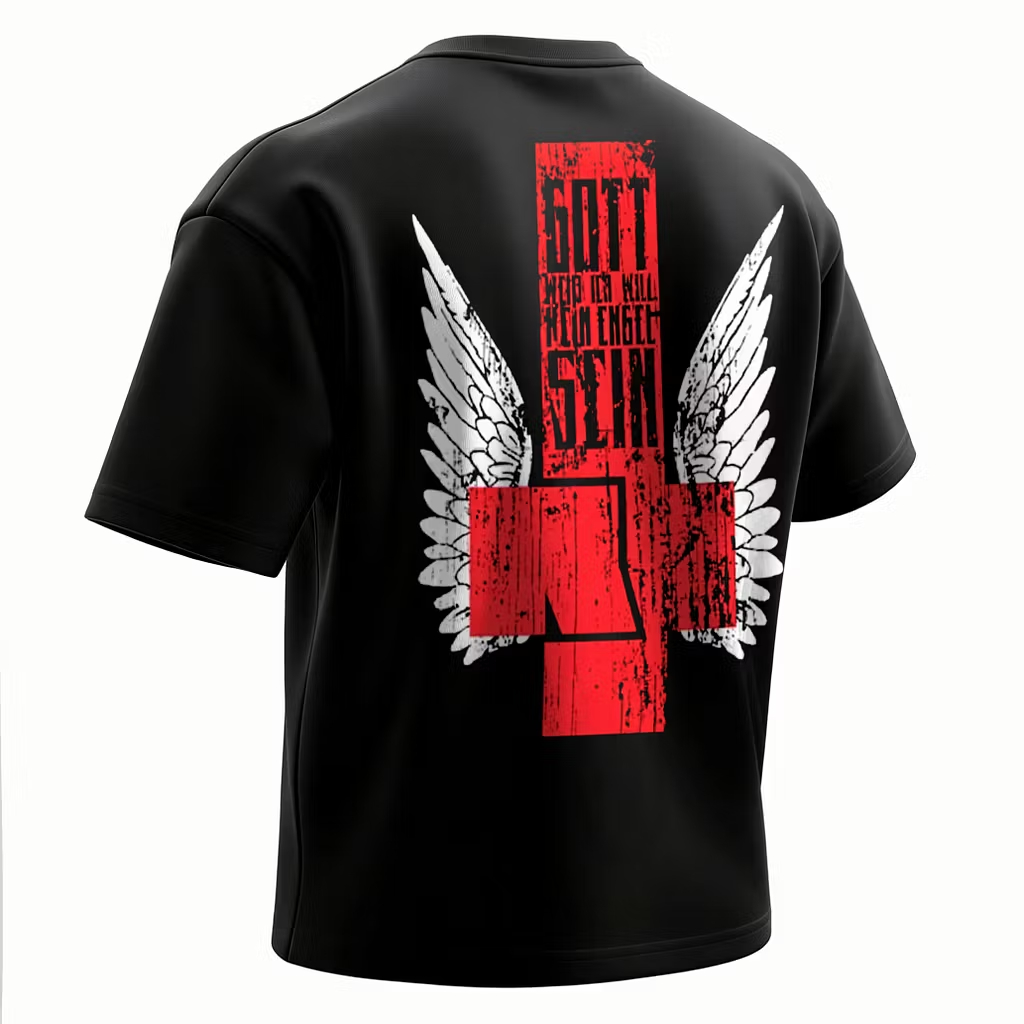  "Cross & Wings" Minimalist Rock Tee