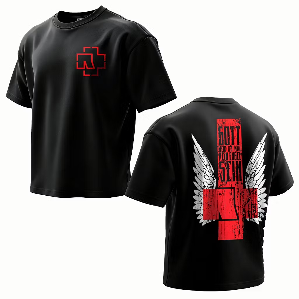  "Cross & Wings" Minimalist Rock Tee