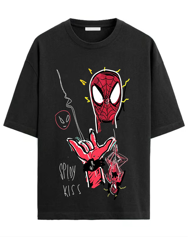 Spider-Man "Spidey Kiss" Doodle Art Oversized Graphic Tee