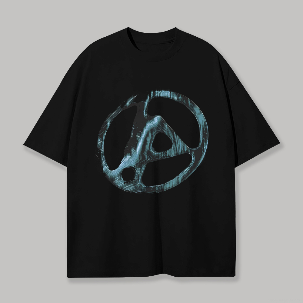 "Sehnsucht" Minimalist Symbol Oversized Black Tee