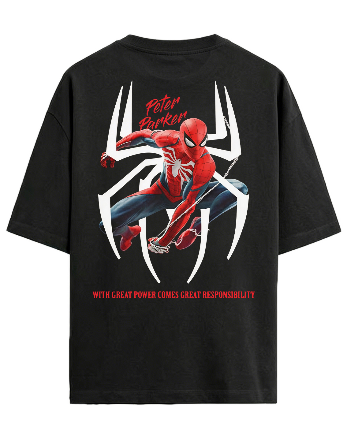 Spider-Man Peter Parker "With Great Power" Oversized Graphic Tee