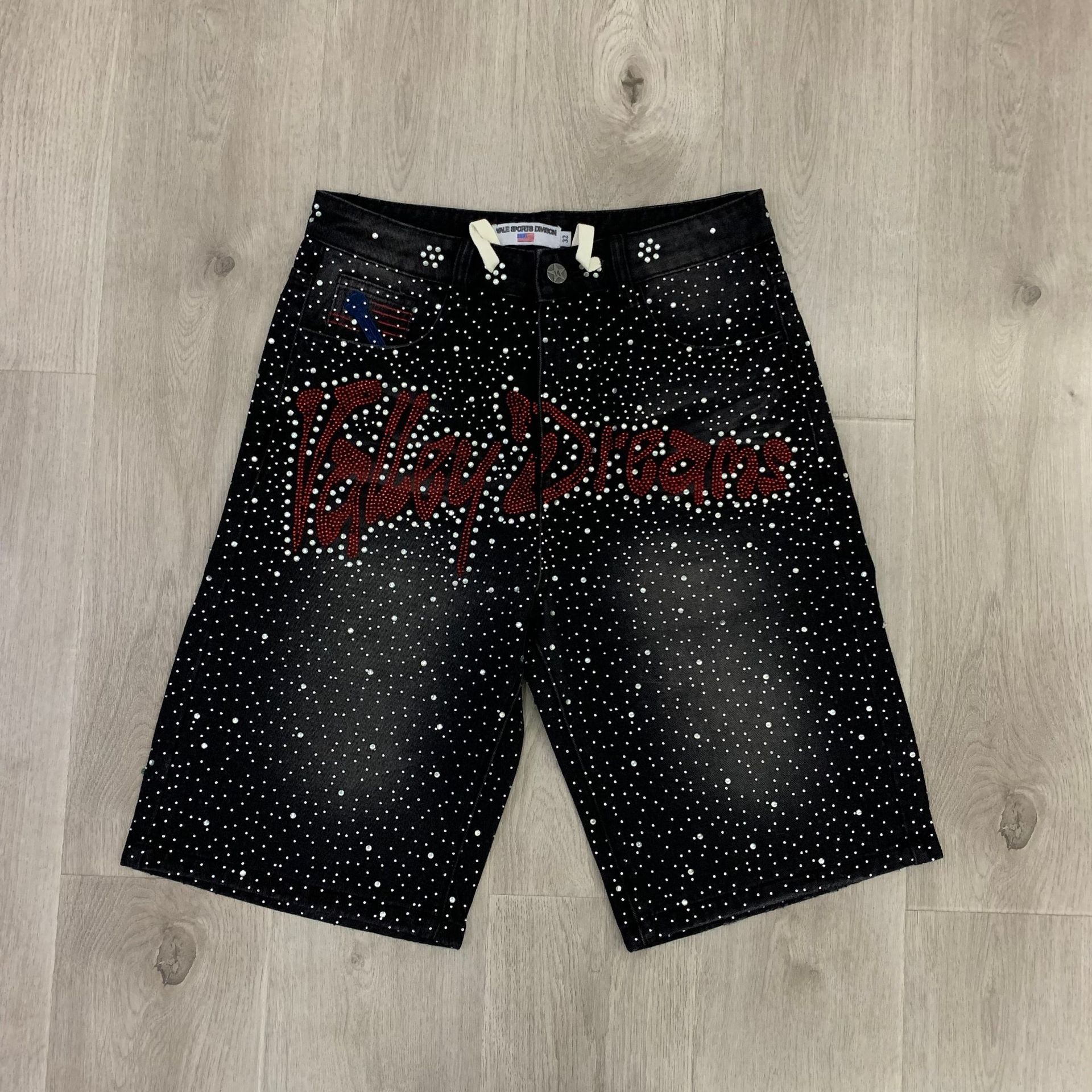 Valley of Dreams Rhinestone Black Denim Jorts