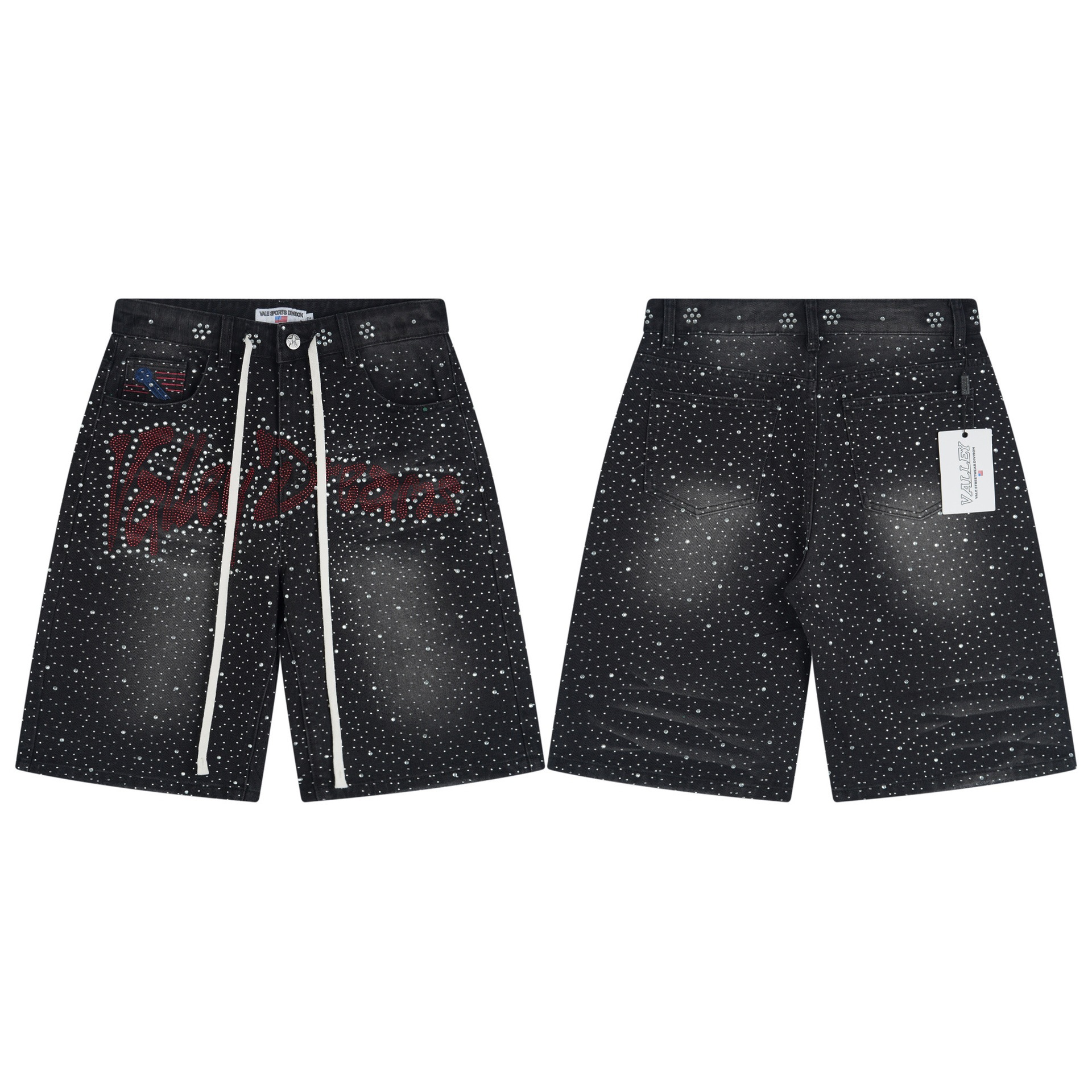 Valley of Dreams Rhinestone Black Denim Jorts