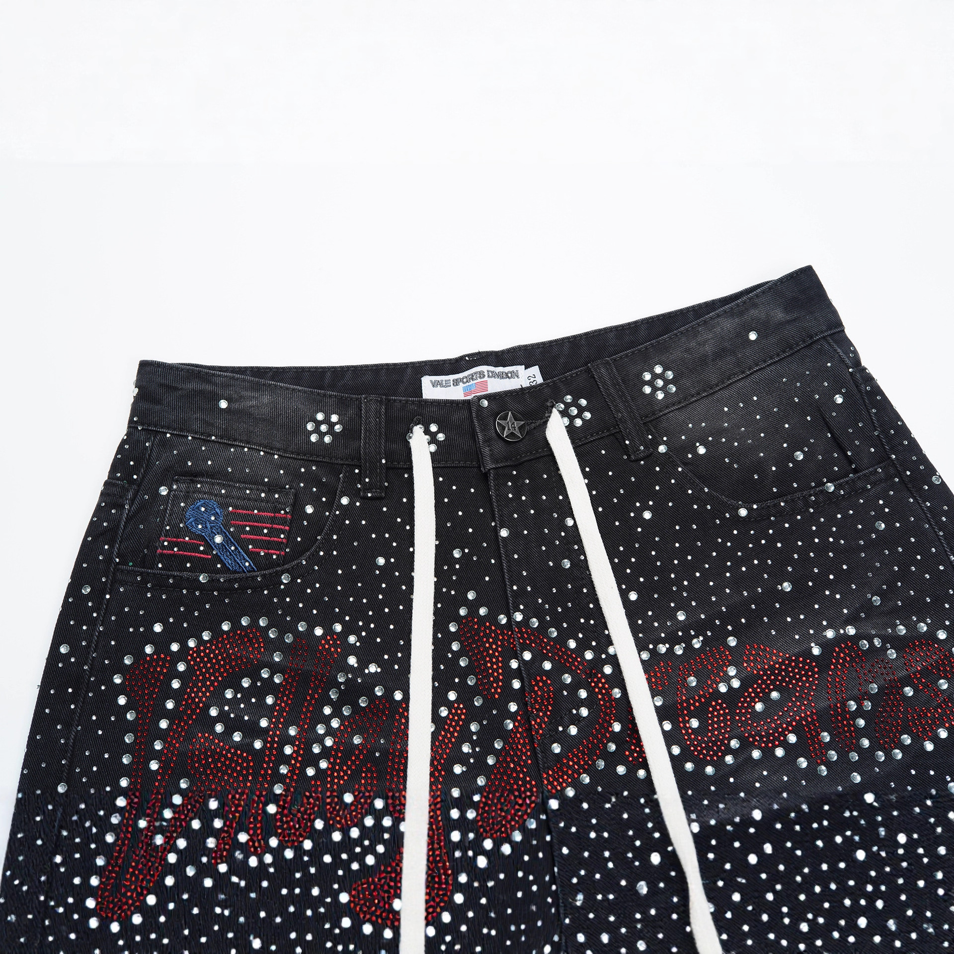 Valley of Dreams Rhinestone Black Denim Jorts