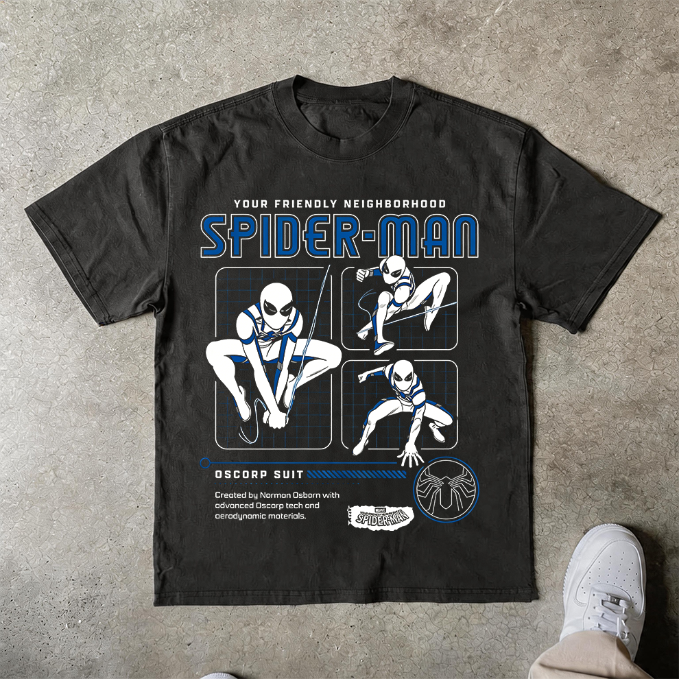 Spider-Man Oscorp Suit Technical Blueprint Oversized Graphic Tee