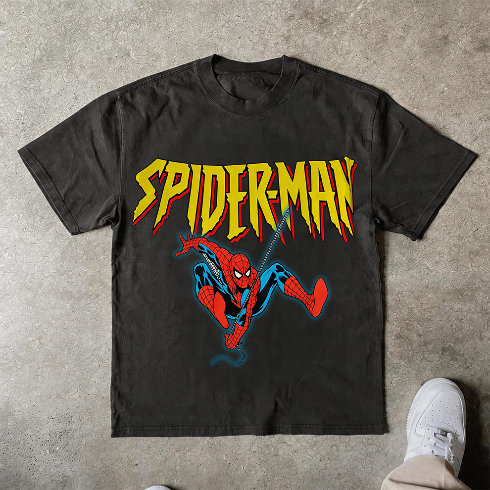 Spider-Man Classic Comic Action Oversized Graphic Tee