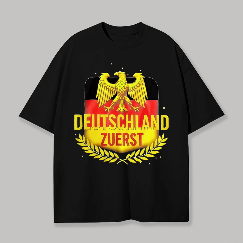 Vintage Deutschland "Zuerst" Eagle Flag Black Fan Tee