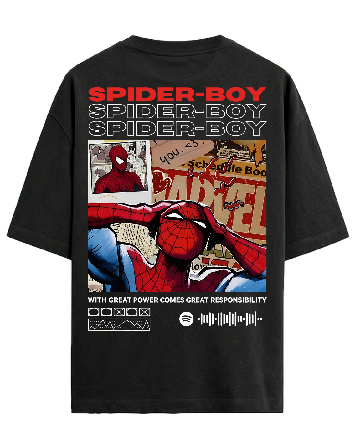 Spider-Boy "With Great Power" Vintage Oversized Graphic Tee