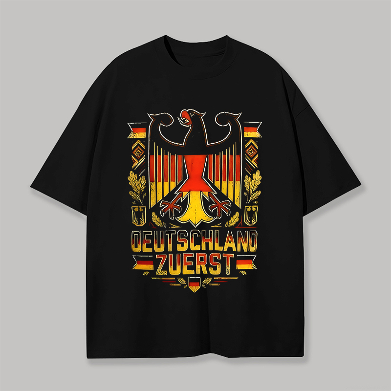Deutschland "Zuerst" Eagle Flag Minimalist Black Heritage Tee