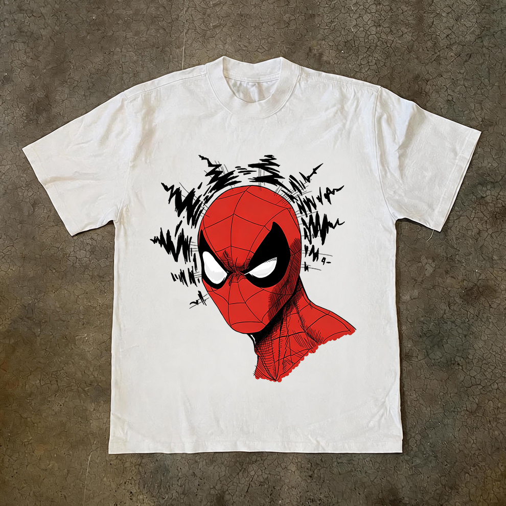 Retro Comic Spider-Man Portrait White Cotton Tee