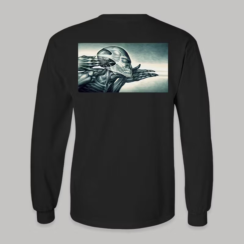 "Skeleton Outstretched Hands" Minimalist Long Sleeve Tee