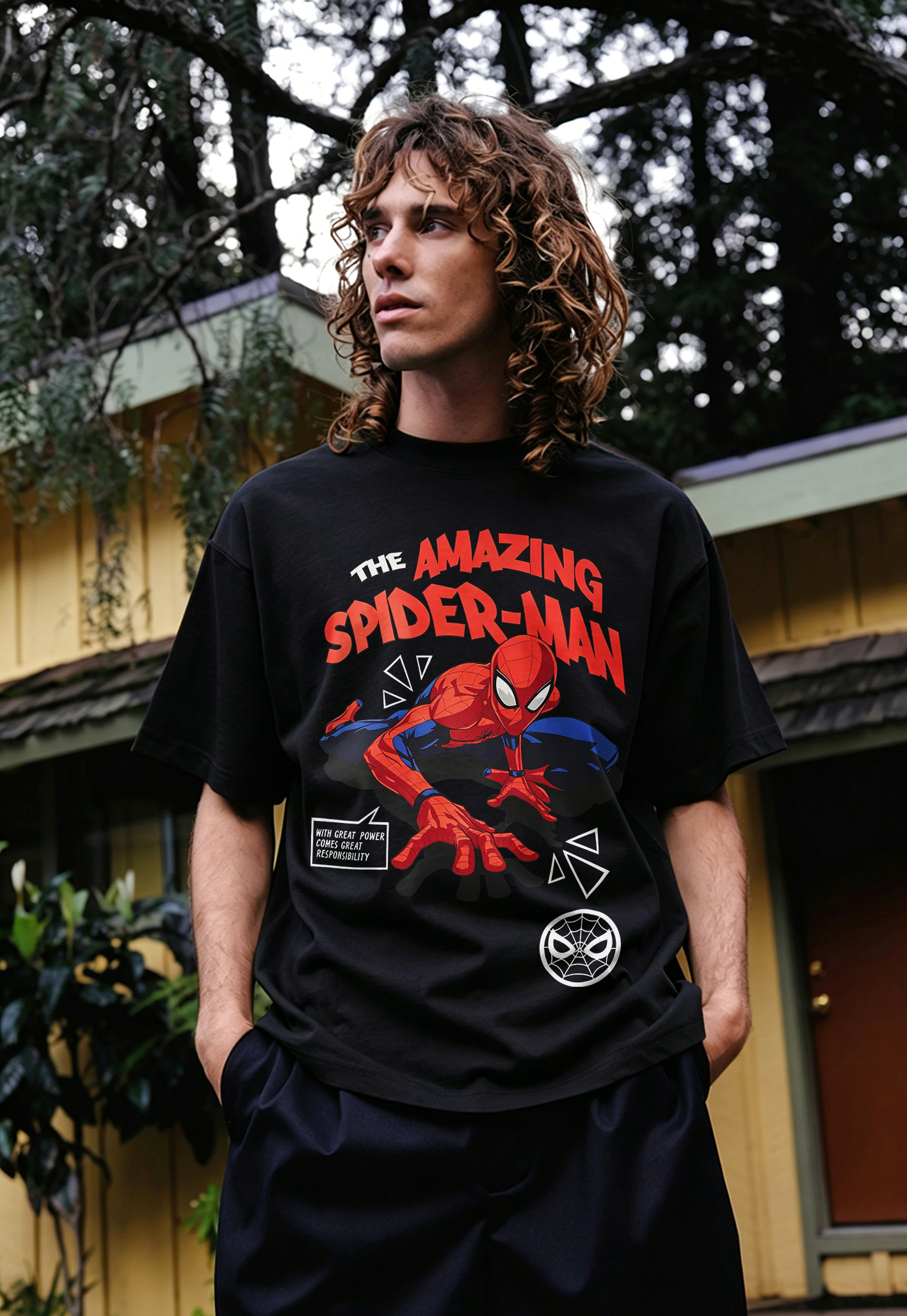 [Copy]Retro Comic Action Oversized Graphic Tee