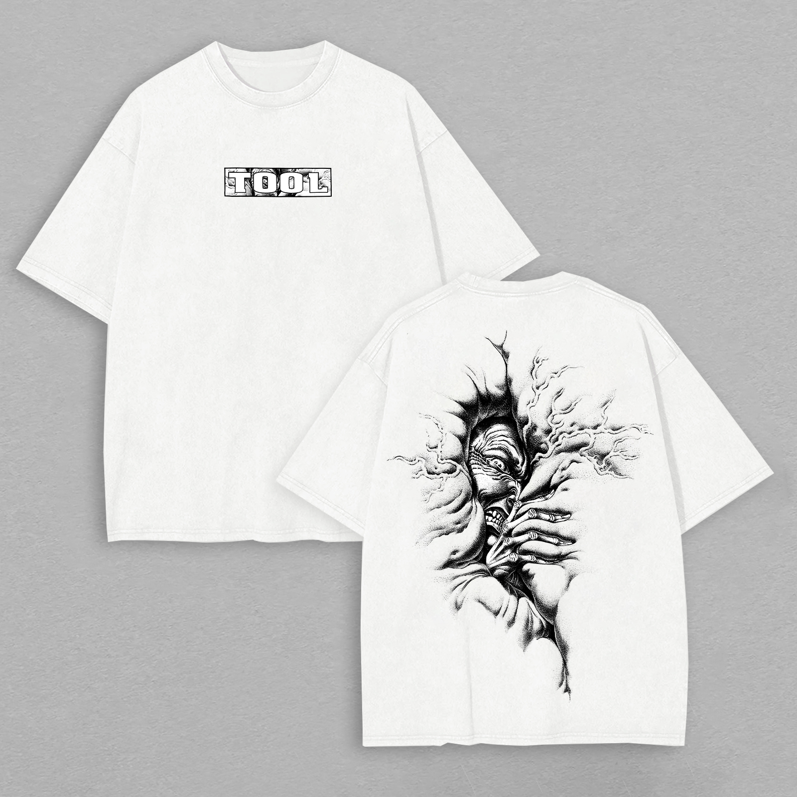 "Screaming Figure" Black and White Oversized Rock Tee