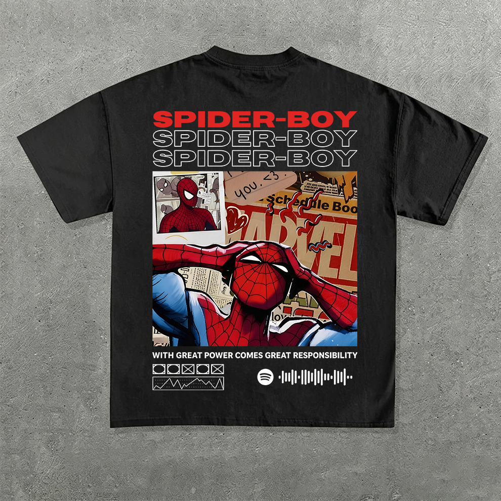 Spider-Boy "With Great Power" Vintage Oversized Graphic Tee