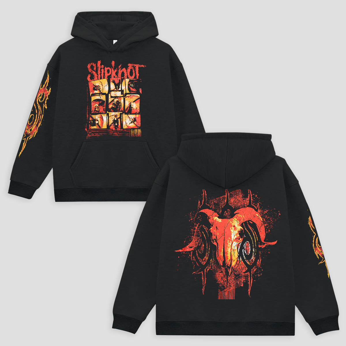 Flaming Goat Skull Minimalist Hoodie 详情文案：