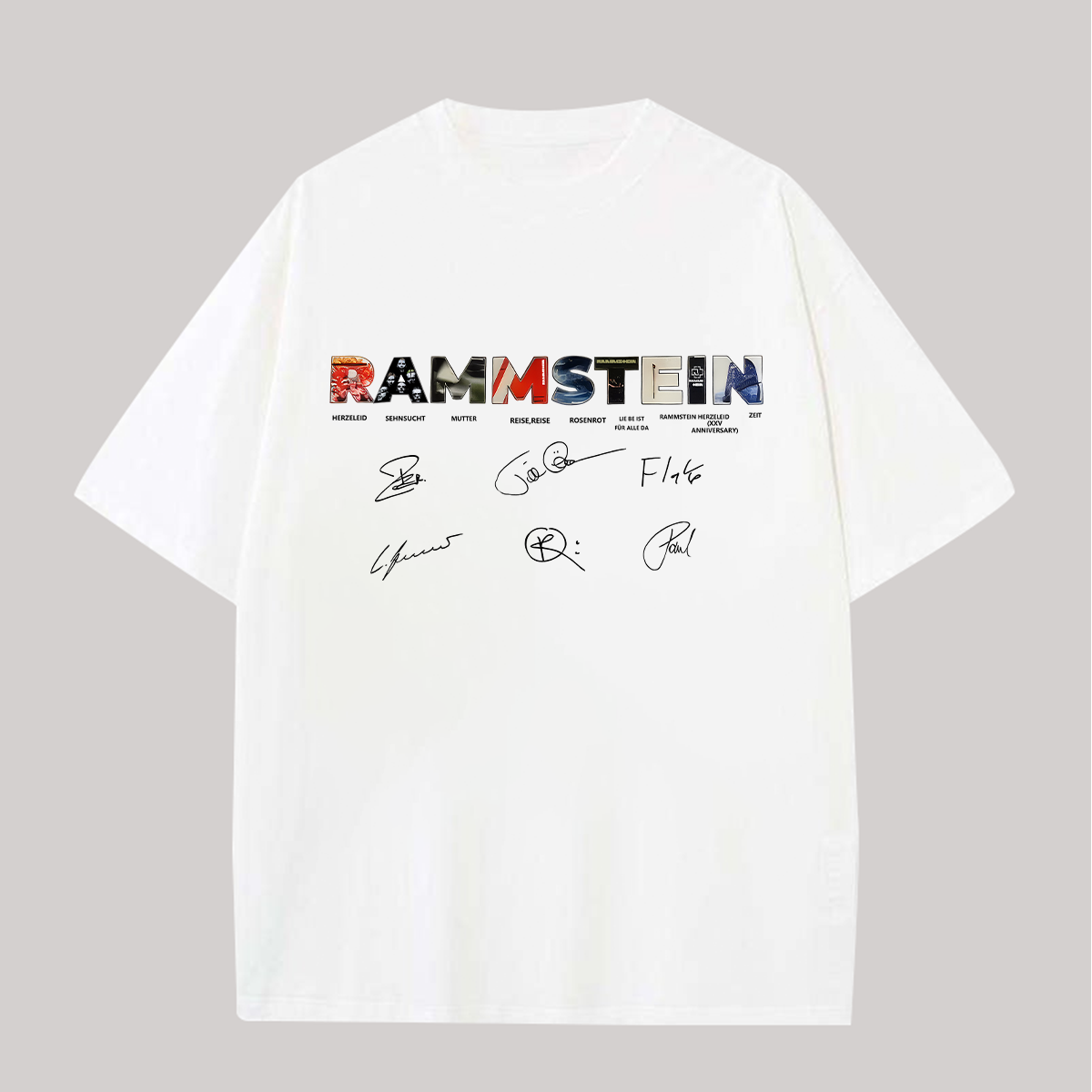 Album Cover Signatures Minimalist Oversized Rock Tee