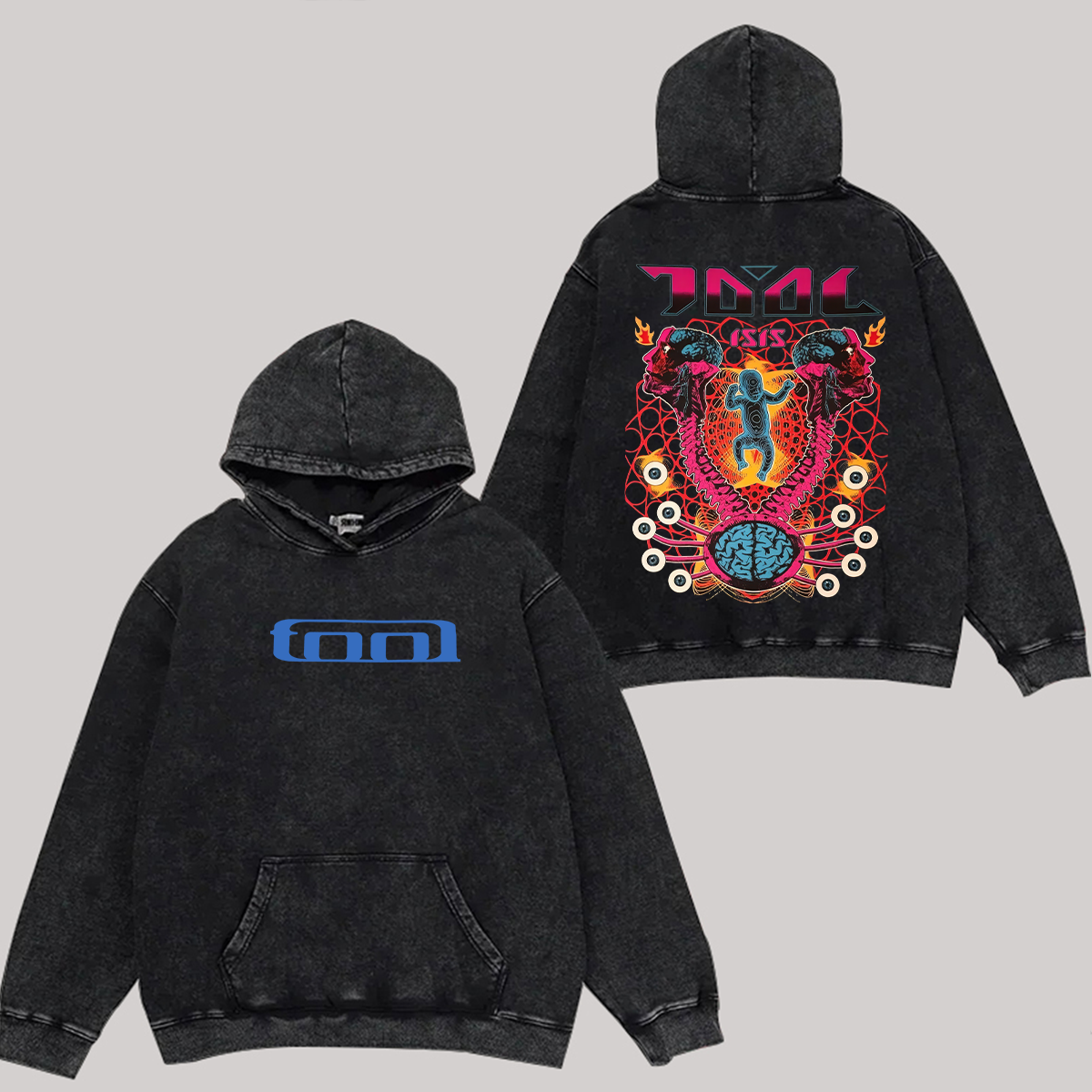 "Psychedelic Brain Serpent" Washed Oversized Hoodie