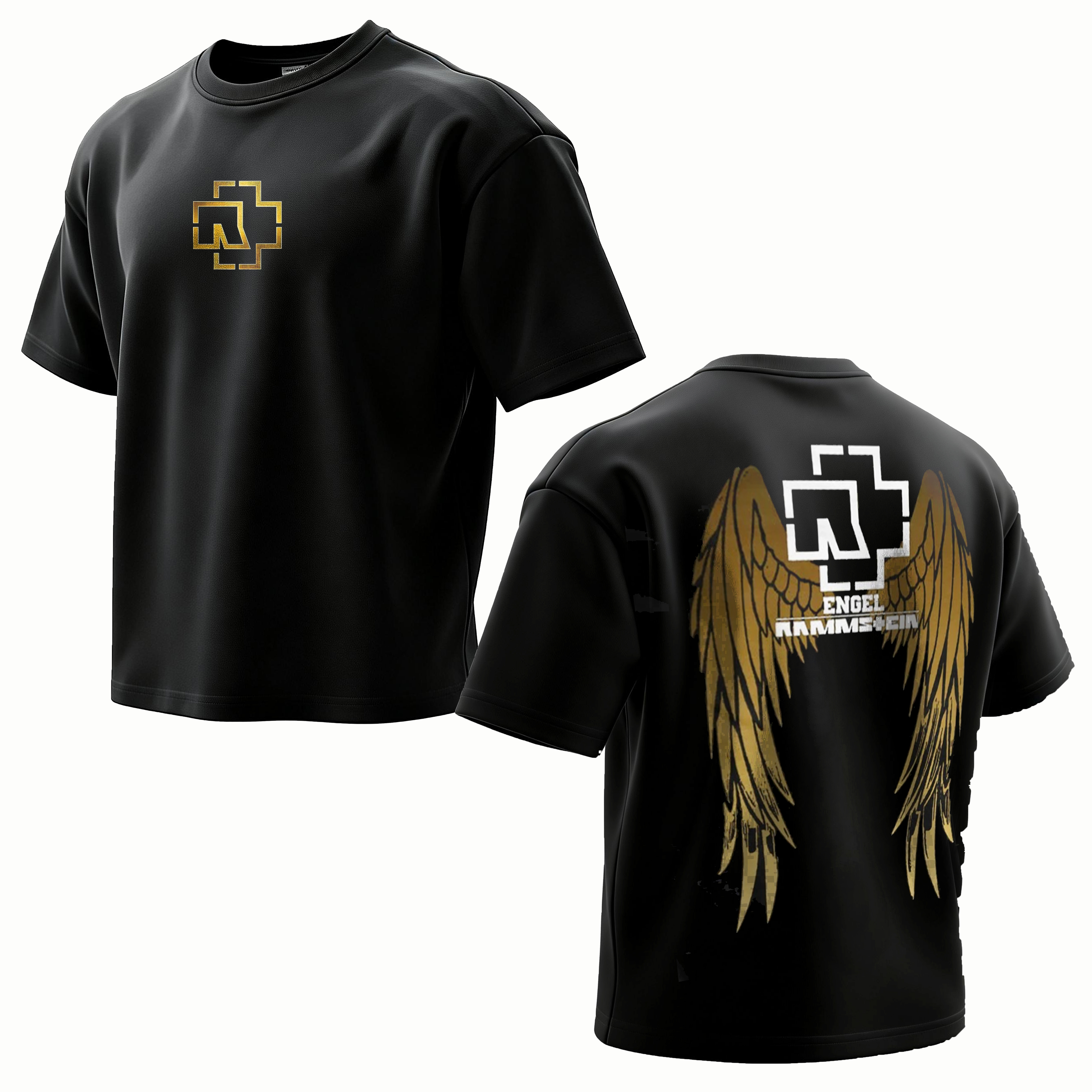 "Engel Wings & Cross Logo" Minimalist Oversized Rock Tee