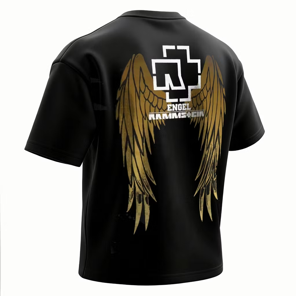 "Engel Wings & Cross Logo" Minimalist Oversized Rock Tee