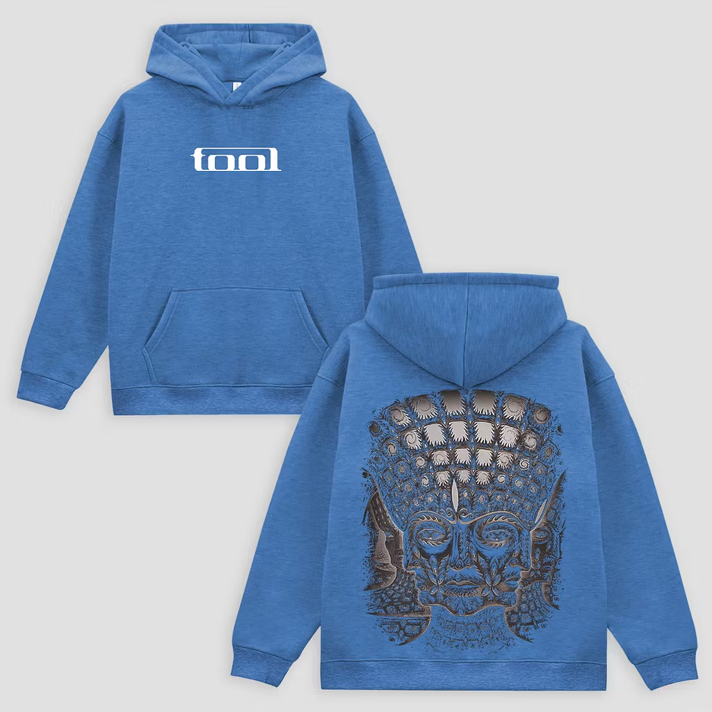 "Psychedelic Stone Face" Minimalist Black Hoodie