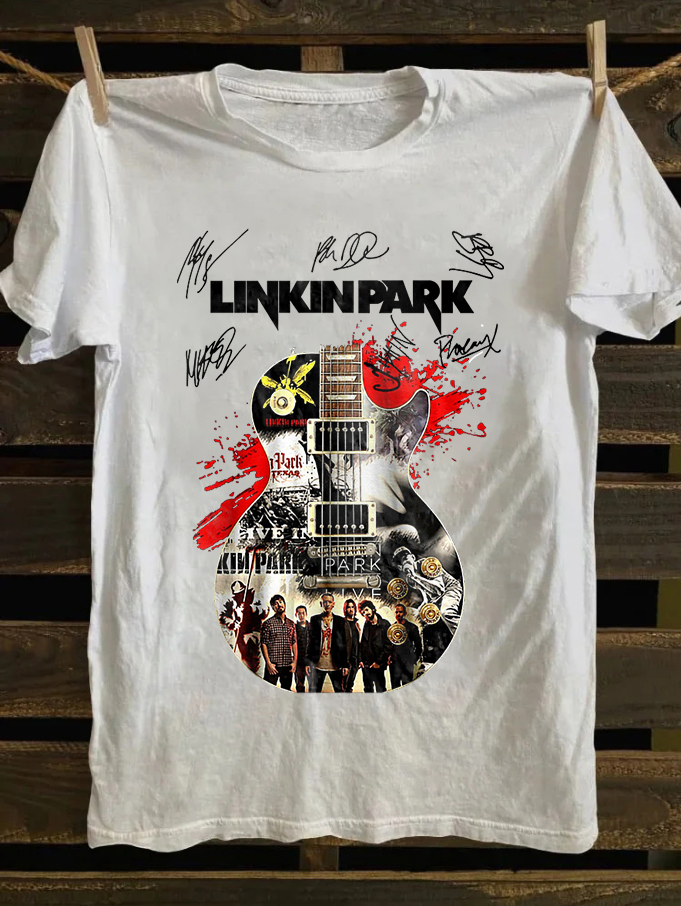 Guitar Collage & Signatures White Tee