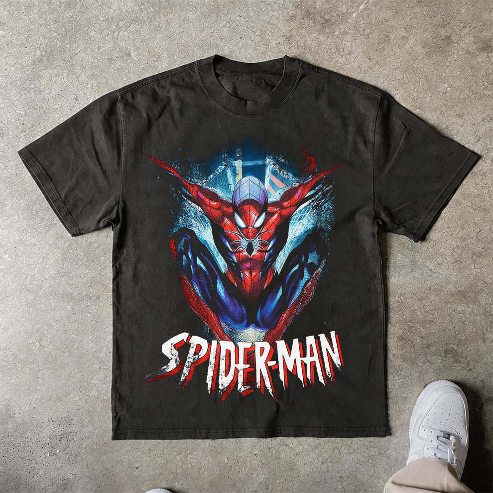 Spider-Man Dynamic Action Pose Oversized Graphic Tee