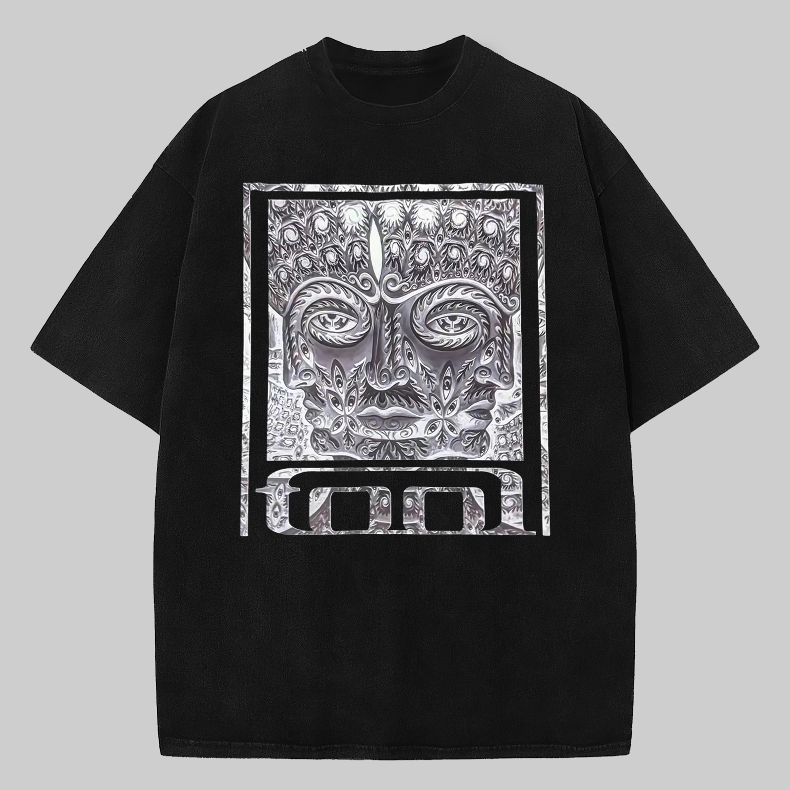  Grey Stone Face Oversized Rock Tee