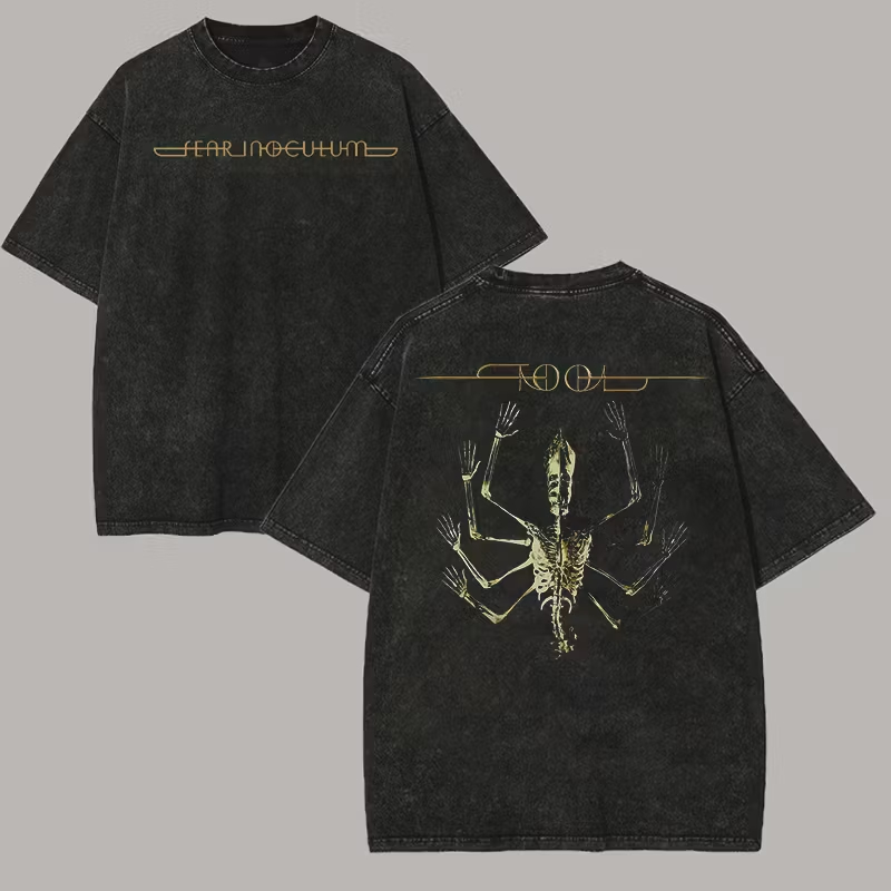  Washed Black "Fear Inoculum Multi-Arm Skeleton" Oversized Rock Tee