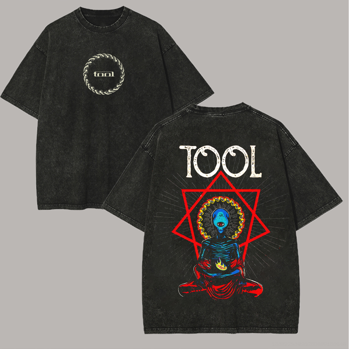 Washed Black "Cosmic Meditator" Oversized Rock Tee