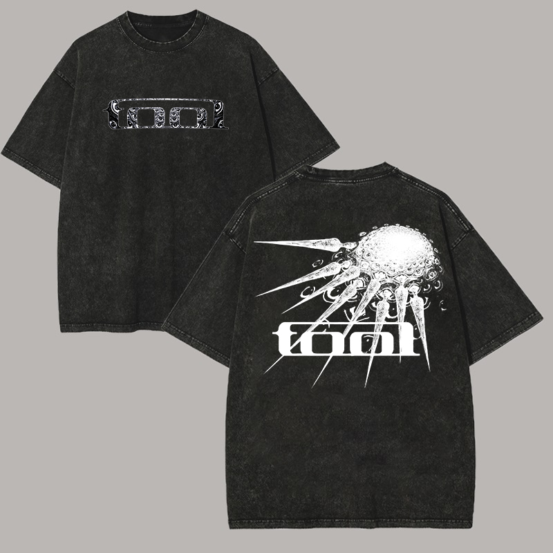  Washed Black "Spike Sphere" Oversized Rock Tee