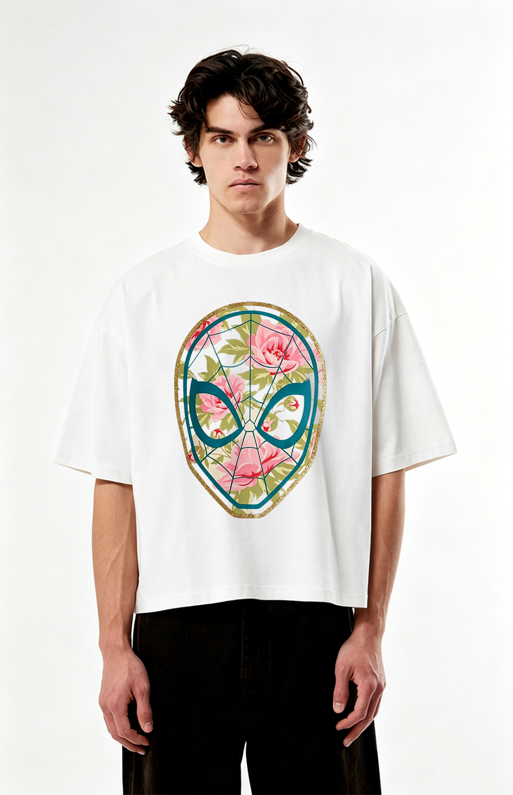Spider-Man Floral Mask Oversized Graphic Tee