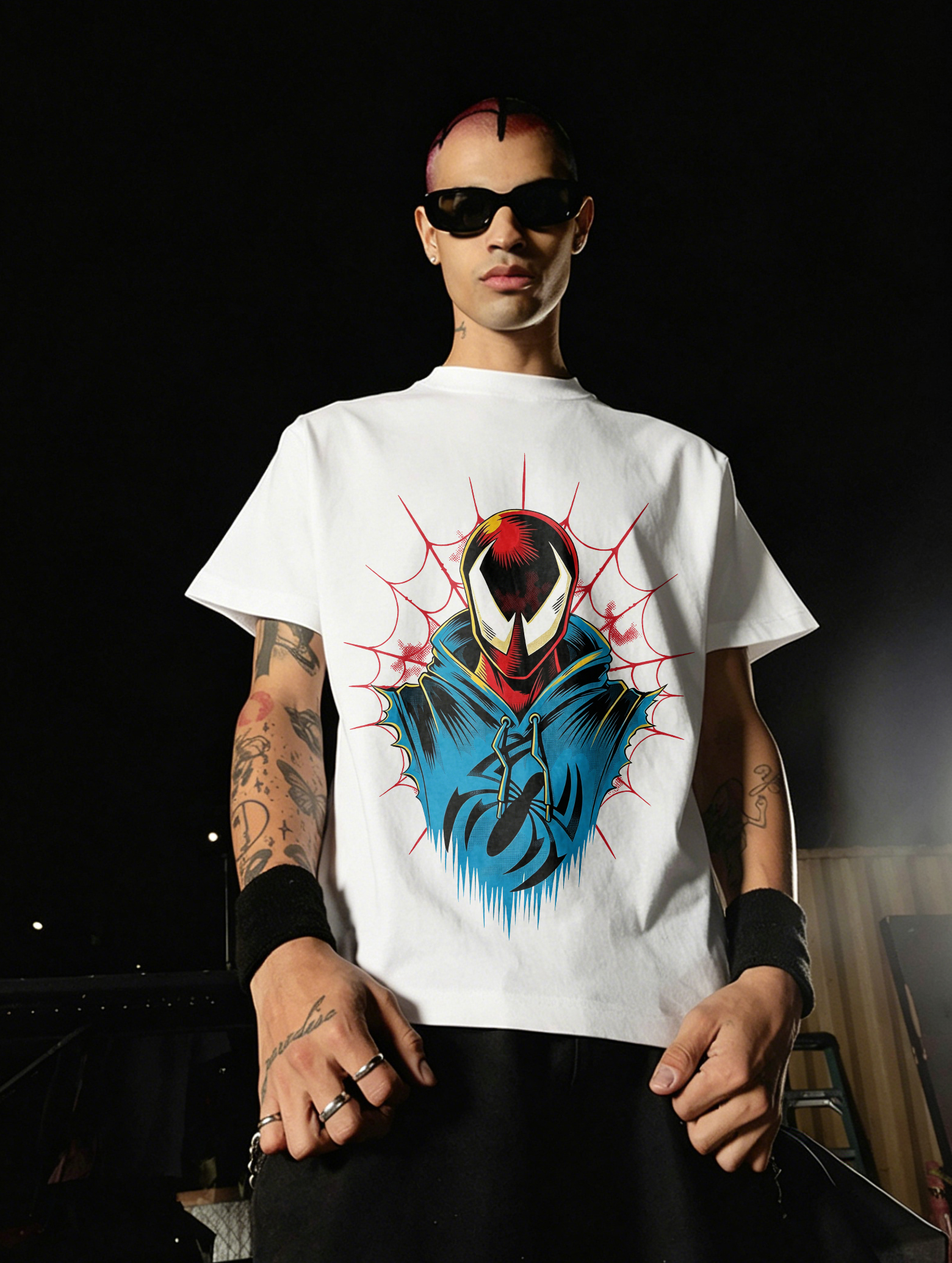 Miles Morales "Hooded Hero" White Graphic Tee