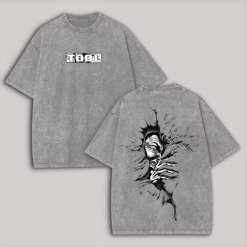  Washed Grey "Emerging Creature" Oversized Rock Tee