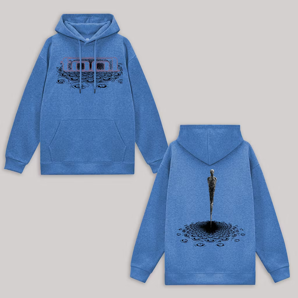 "Eye Mosaic Skeleton Spire" Minimalist Black Hoodie