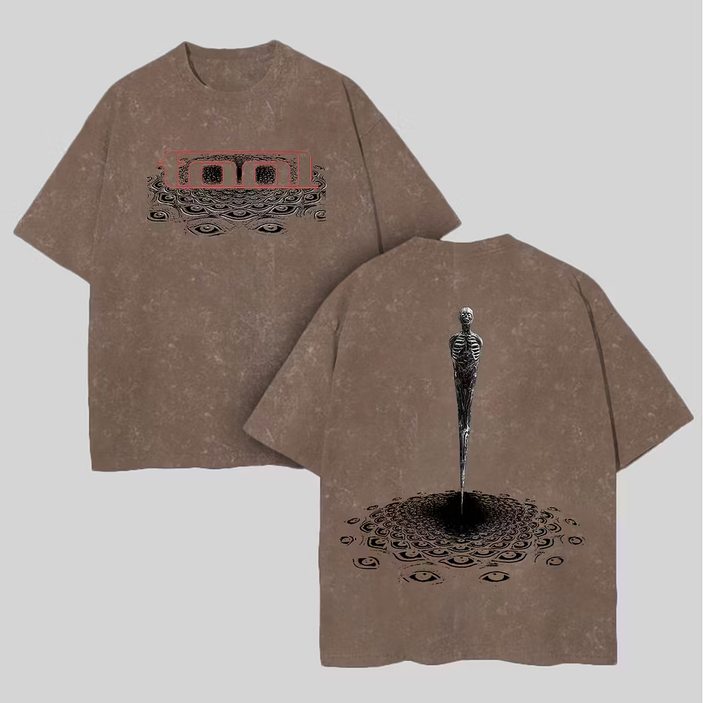 "Eye Mosaic Skeleton Spire" Washed Oversized Rock Tee
