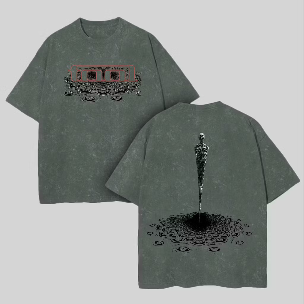 "Eye Mosaic Skeleton Spire" Washed Oversized Rock Tee