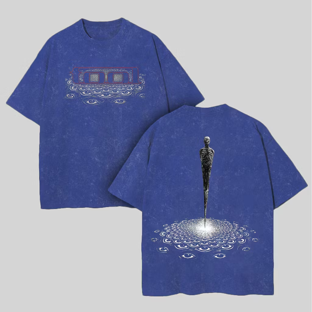 "Eye Mosaic Skeleton Spire" Washed Oversized Rock Tee