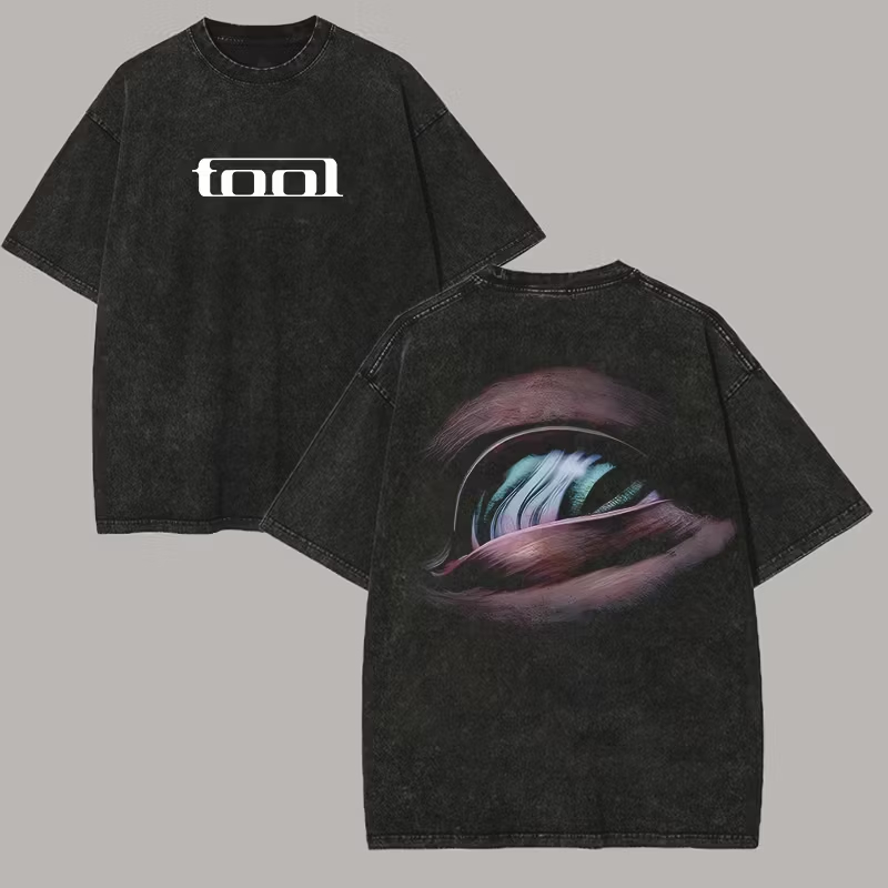  Washed Black "Psychedelic Eye" Oversized Rock Tee