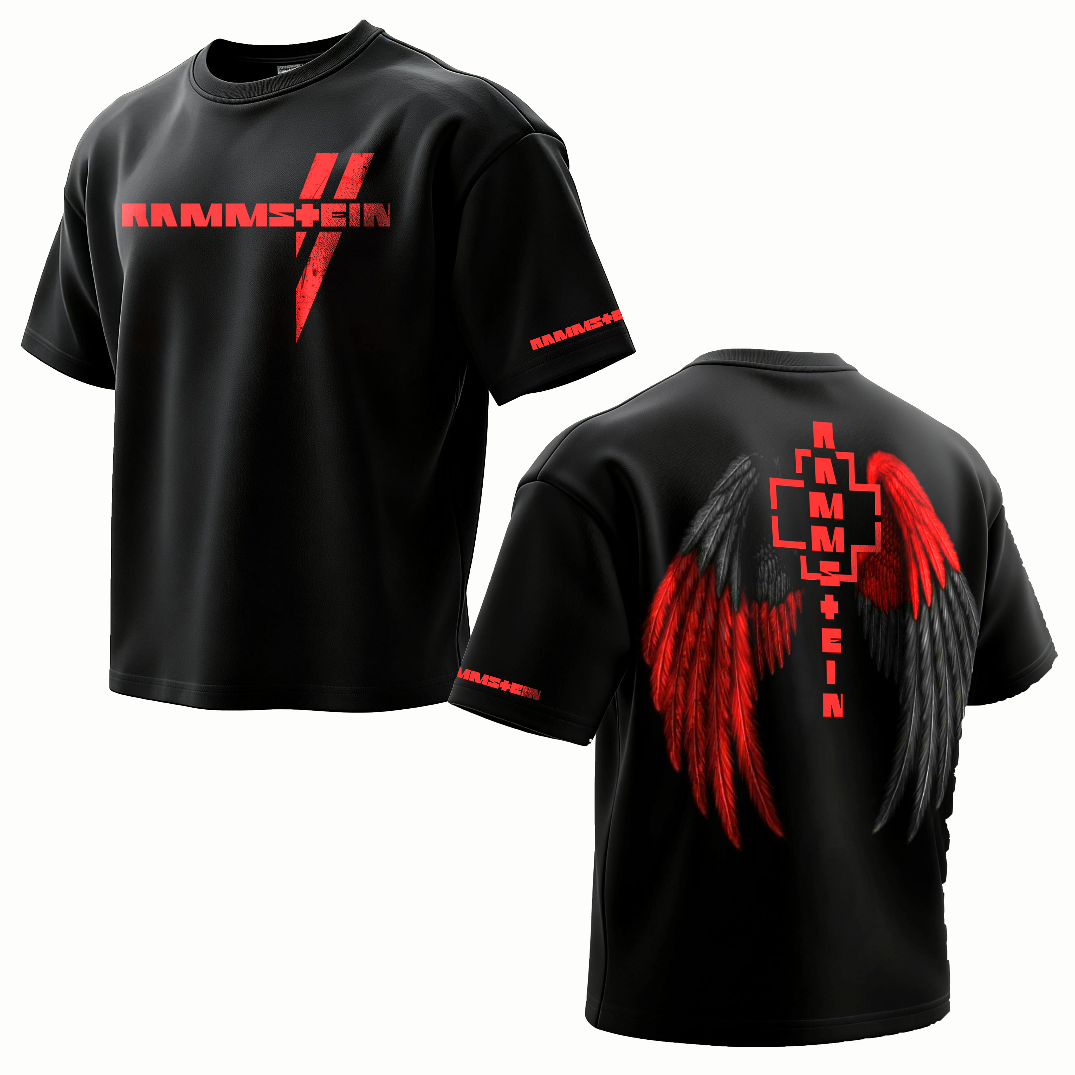 "Lightning & Engel Wings" Minimalist Oversized Rock Tee