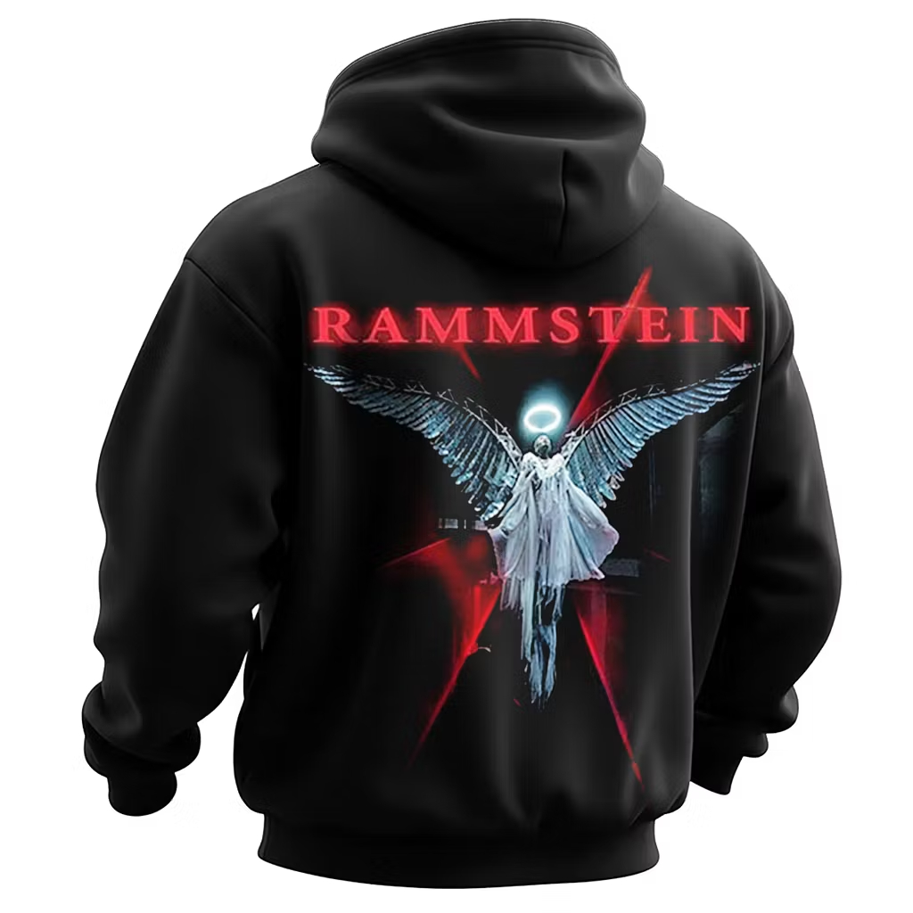 Angel & Red Logo Oversized Black Hoodie
