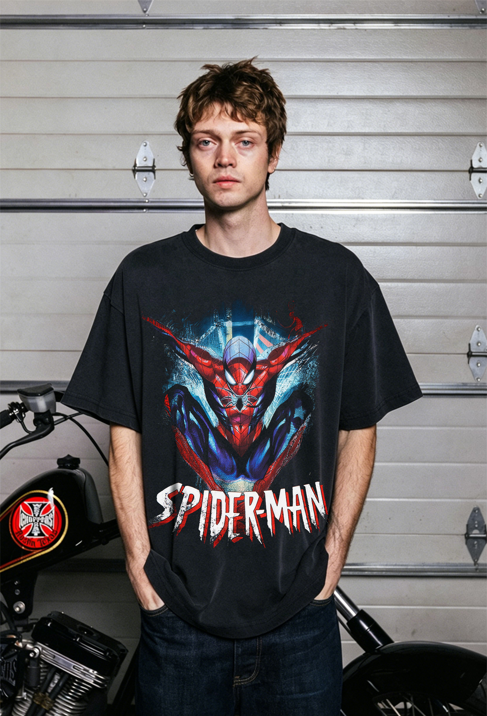 Spider-Man Dynamic Action Pose Oversized Graphic Tee