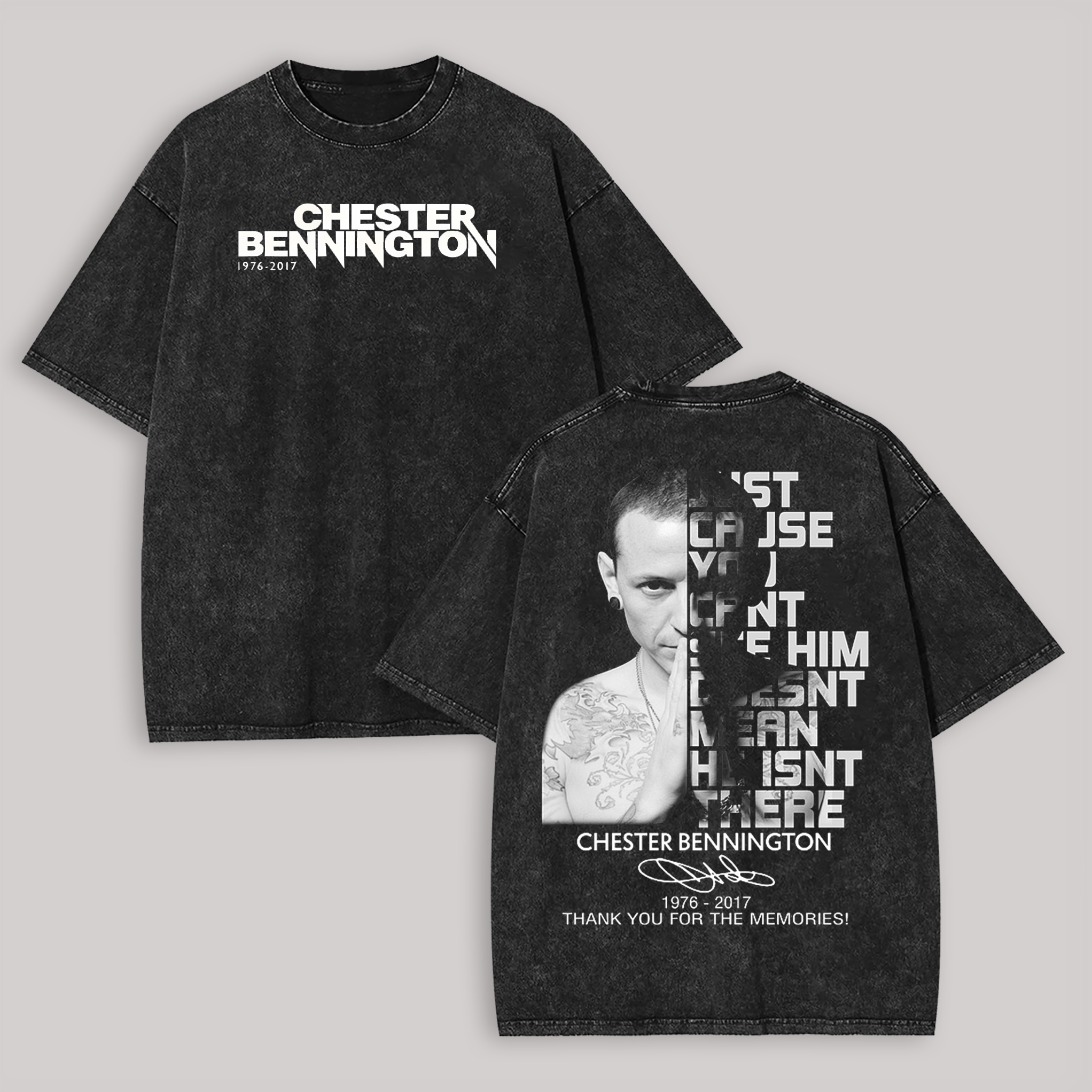 Chester Bennington Memorial Vintage Washed Oversized Tee