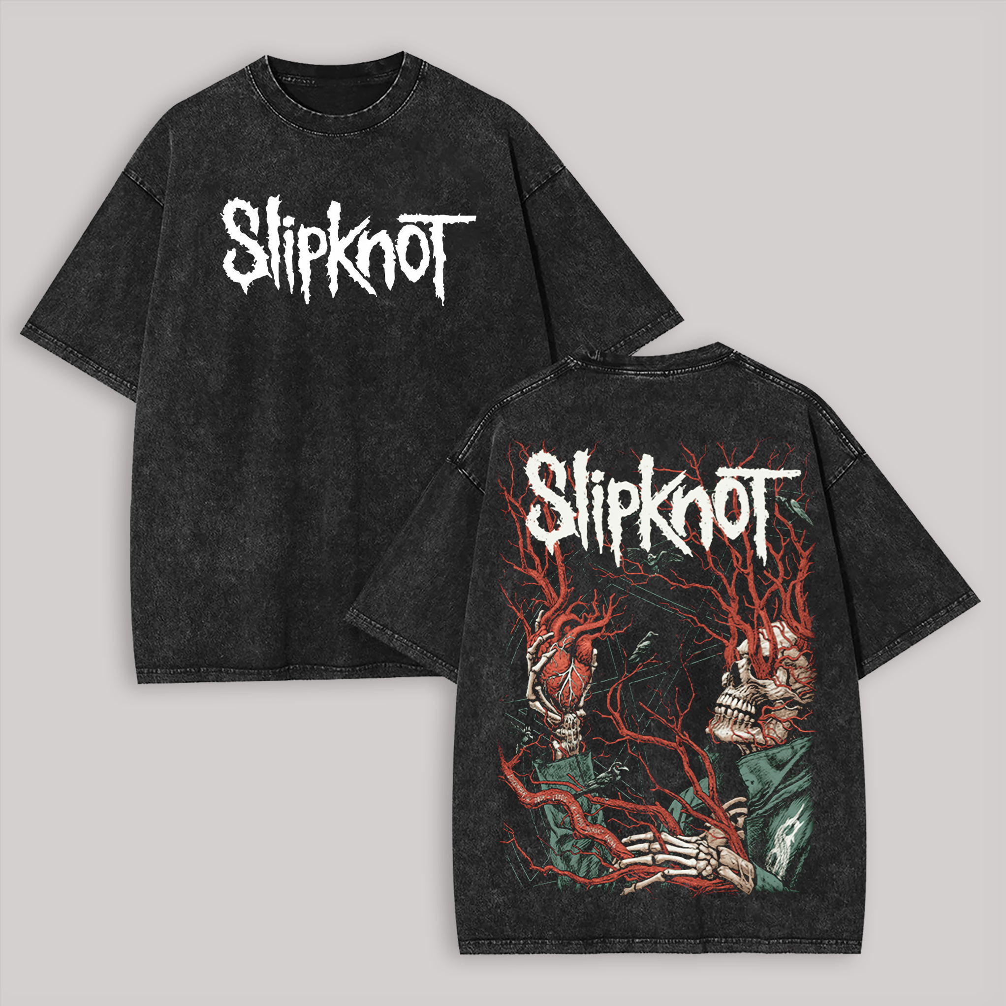  Skeleton Heart Minimalist Washed Tee