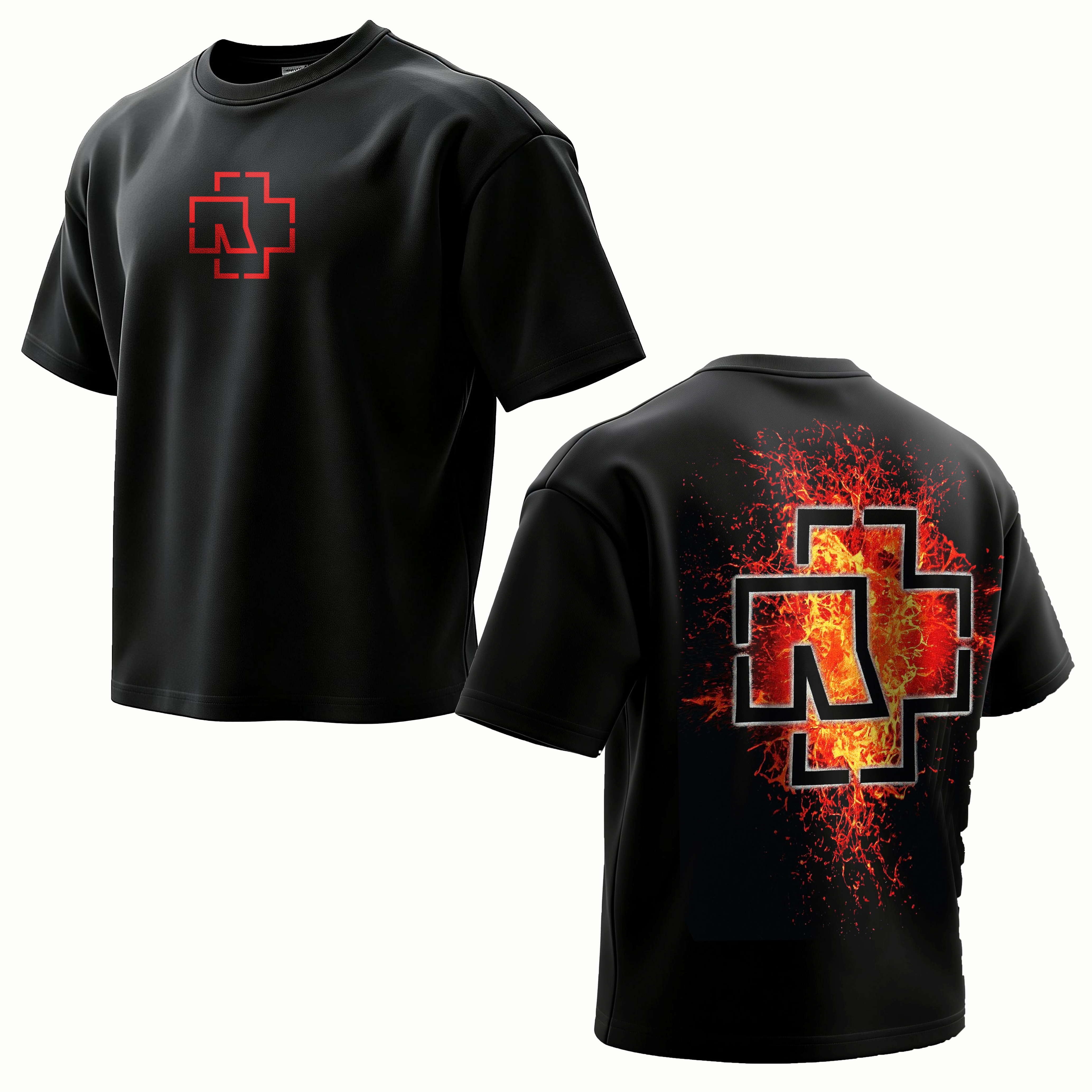 "Fire Cross Logo" Oversized Rock Tee